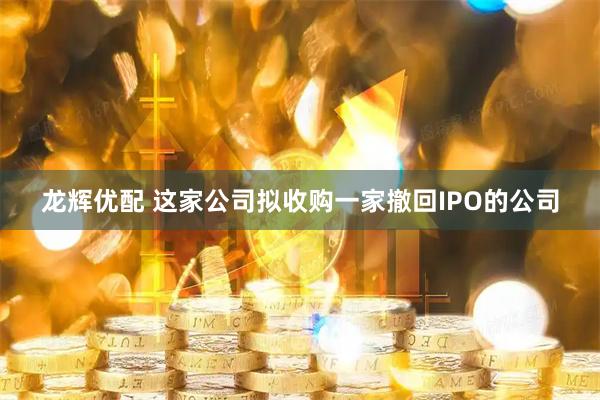 龙辉优配 这家公司拟收购一家撤回IPO的公司